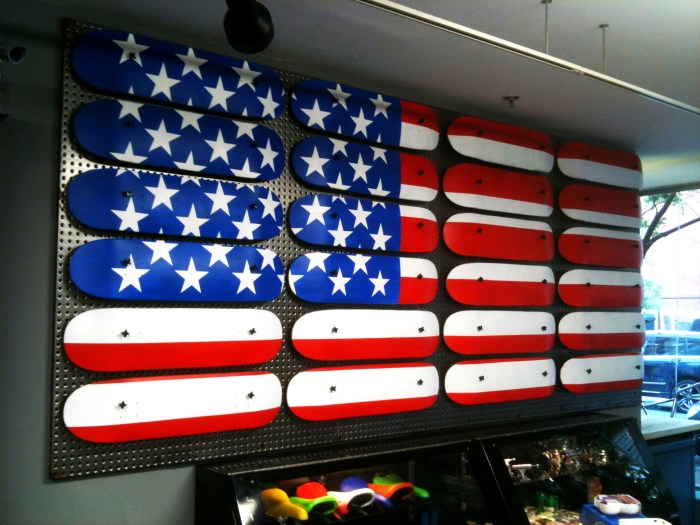 American Flag made from recycled skateboard decks by Ryan Humphrey 